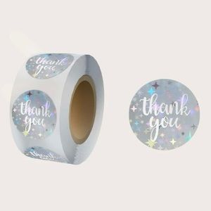 40 Small Holographic Thank You Stickers! (Quarter Size)